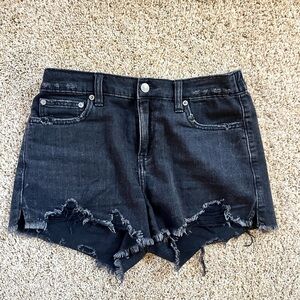 Aerie Black Frayed Jean Shorts